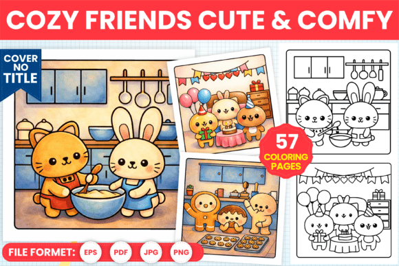 Download Cozy Friends Cute &amp; Comfy Coloring Pages - Cozy Collection