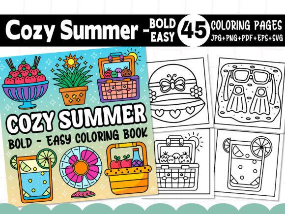 Download Bold &amp; Easy Cozy Summer Coloring Pages - Cozy Collection