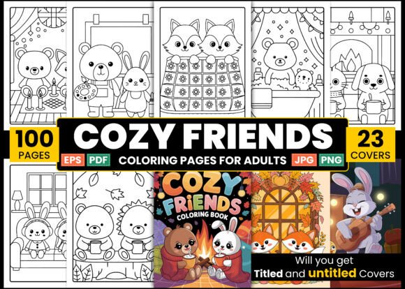 Download Cozy Friends Coloring Pages for Adults - Cozy Collection