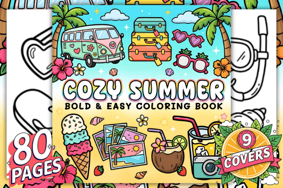 Download Cozy Summer Bold &amp; Easy Coloring Book - Cozy Collection