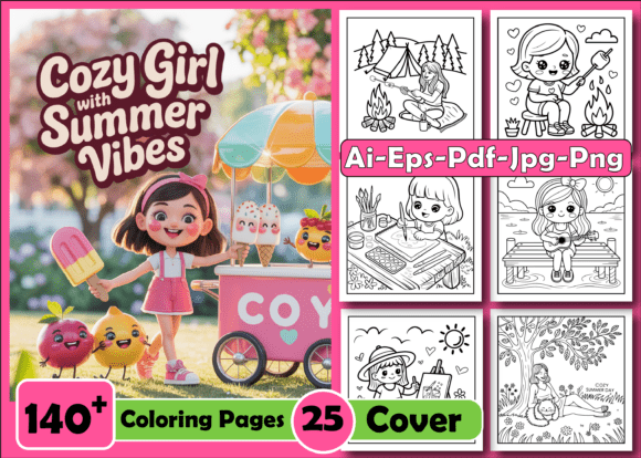 Download Cozy Girl with Summer Vibes Coloring - Cozy Collection