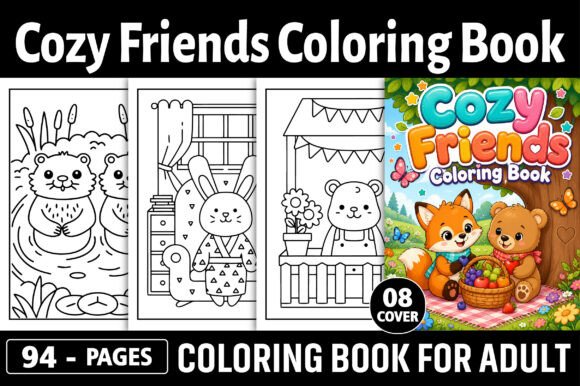 Download Cozy Friends Coloring Pages for Adults - Cozy Collection