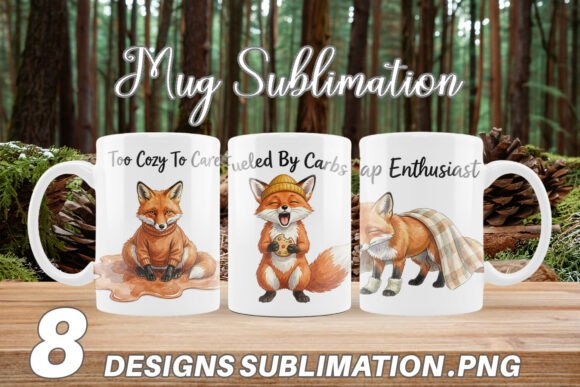 Download Lazy Fox Cozy Hygge Watercolor Mug Wrap - Cozy Collection