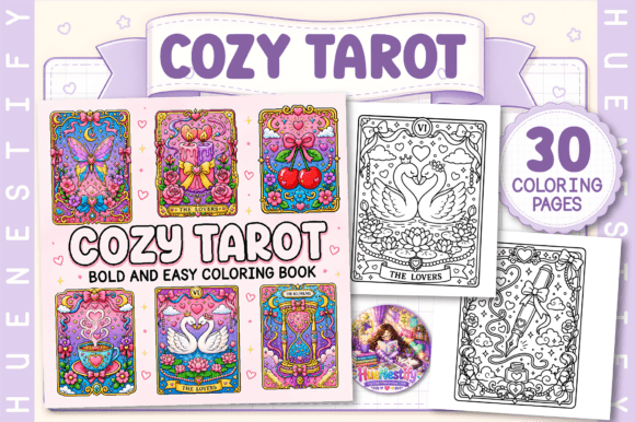 Download Cozy Tarot Bold and Easy Coloring Book - Cozy Collection