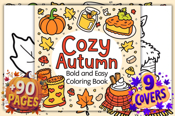 Download Bold and Easy Cozy Autumn Coloring Pages - Cozy Collection