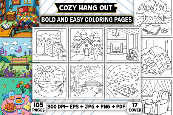 Download Cozy Hang out Bold &amp; Easy Coloring Pages - Cozy Collection