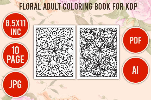Download Floral Adult Coloring Book 10 Pages- KDP - Floral adult coloring book Collection
