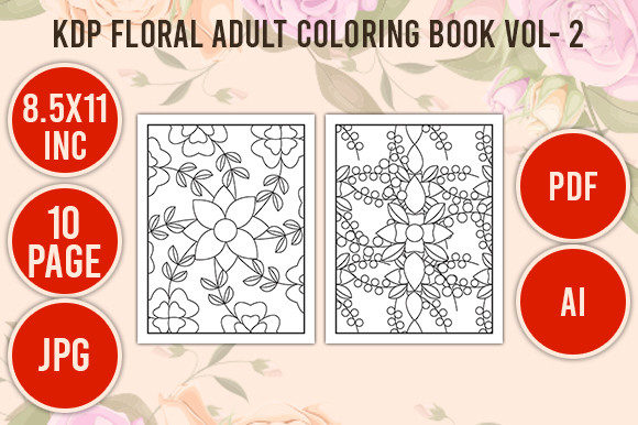 Download KDP Floral Adult Coloring Book 10 Page - Floral adult coloring book Collection