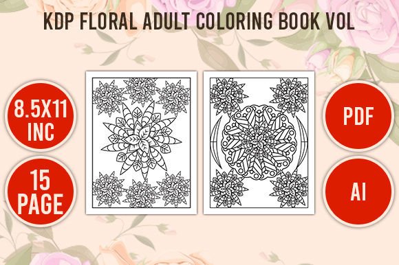 Download KDP Floral Adult Coloring Book 10 - Floral adult coloring book Collection