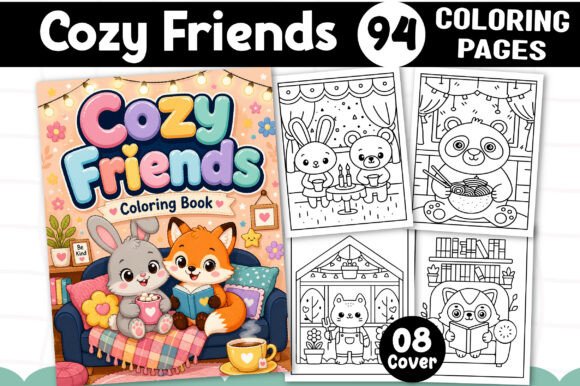 Download Cozy Friends Coloring Pages for Adults - Cozy Collection