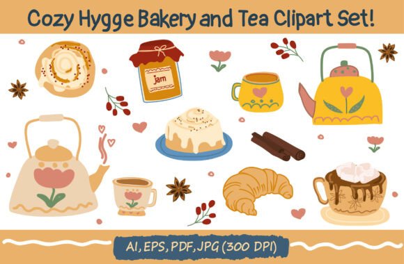 Download Cozy Hygge Bakery and Tea Clipart - Cozy Collection