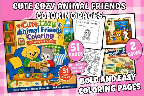 Download Cute Cozy Animal Friends Coloring Pages - Cozy Collection