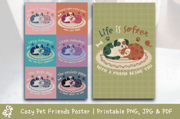 Download Cozy Pet Friends Poster Printable - Cozy Collection