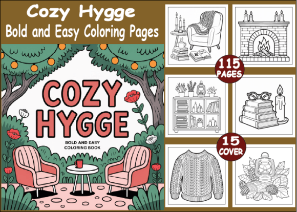 Download Cozy Hygge Bold and Easy Coloring Pages - Cozy Collection
