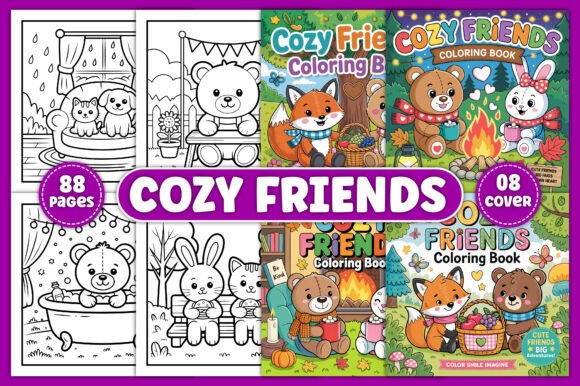 Download Cozy Friends Coloring Pages for Adults - Cozy Collection