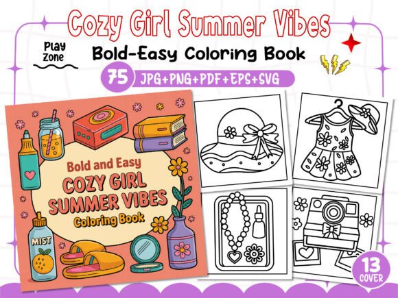 Download Cozy Girl Summer Vibes Coloring Pages - Cozy Collection
