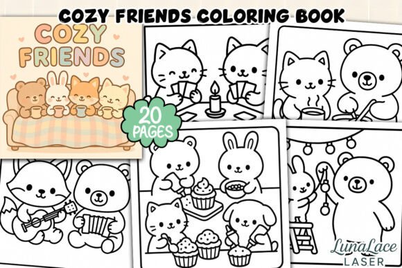 Download Cozy Friends Coloring Page Bundle - Cozy Collection