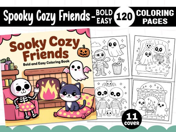 Download Spooky Cozy Friends Coloring Pages - KDP - Cozy Collection