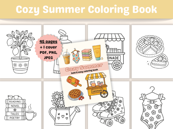 Download Cozy Summer Bold &amp; Easy Coloring Book - Cozy Collection
