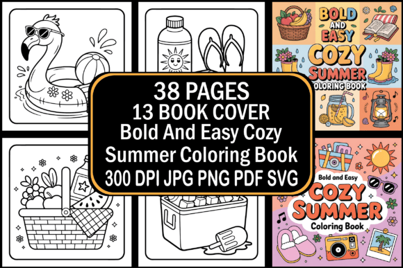 Download Bold and Easy Cozy Summer Coloring Book - Cozy Collection