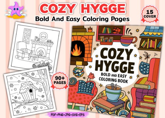 Download Cozy Hygge Bold and Easy Coloring Pages - Cozy Collection