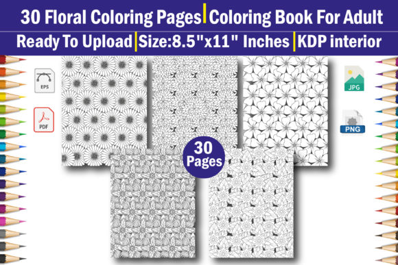 Download Seamless Floral Adult Coloring Book KDP - Floral adult coloring book Collection
