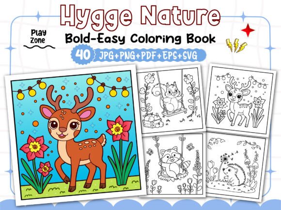 Download Cozy Hygge Nature: Bold Coloring Pages - Cozy Collection