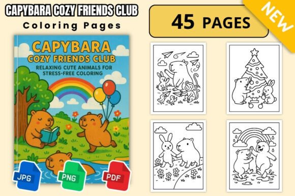 Download Capybara Cozy Friends Coloring Book - Cozy Collection